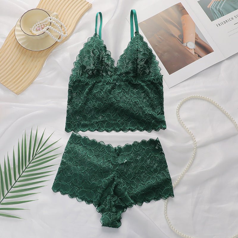 The Lace Back | Lace Wireless Triangle Cup Bra & Panty Set