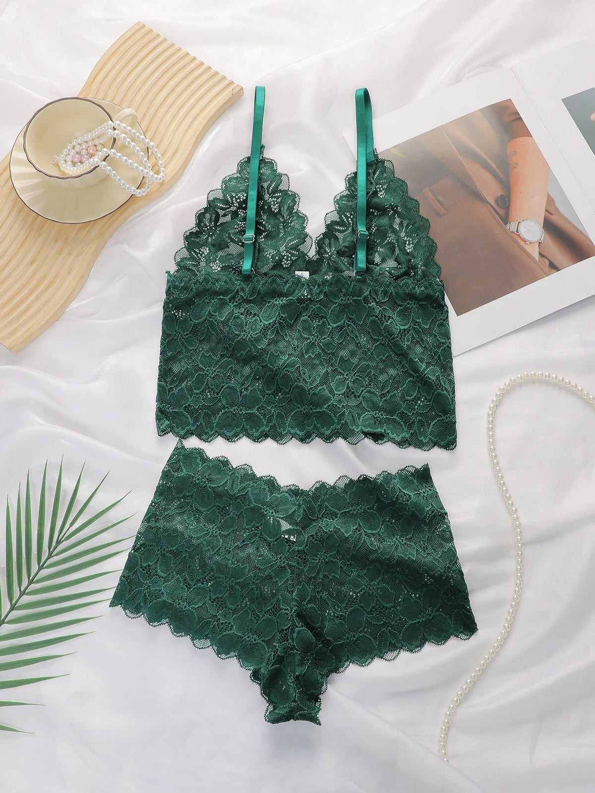 The Lace Back | Lace Wireless Triangle Cup Bra & Panty Set