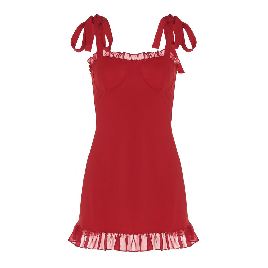 The Satin Siren | Solid Color One-Shoulder Strap Mini Dress