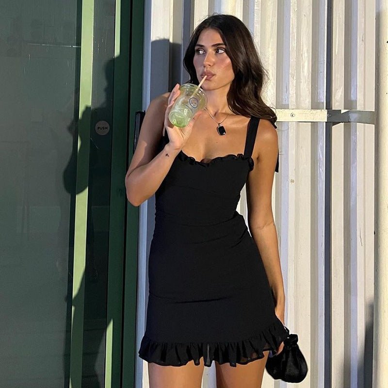 The Satin Siren | Solid Color One-Shoulder Strap Mini Dress