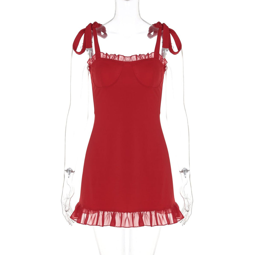 The Satin Siren | Solid Color One-Shoulder Strap Mini Dress