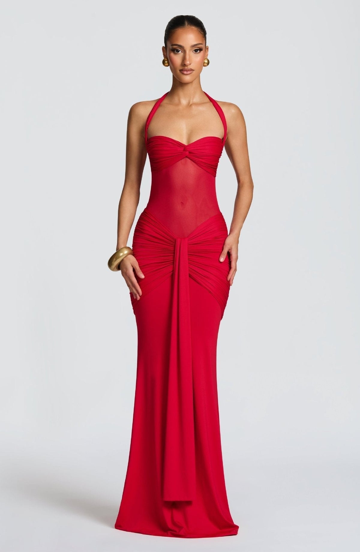The Velvet Temptress | Women's Sleeveless Square-Neck Fish Tail Maxi Dress