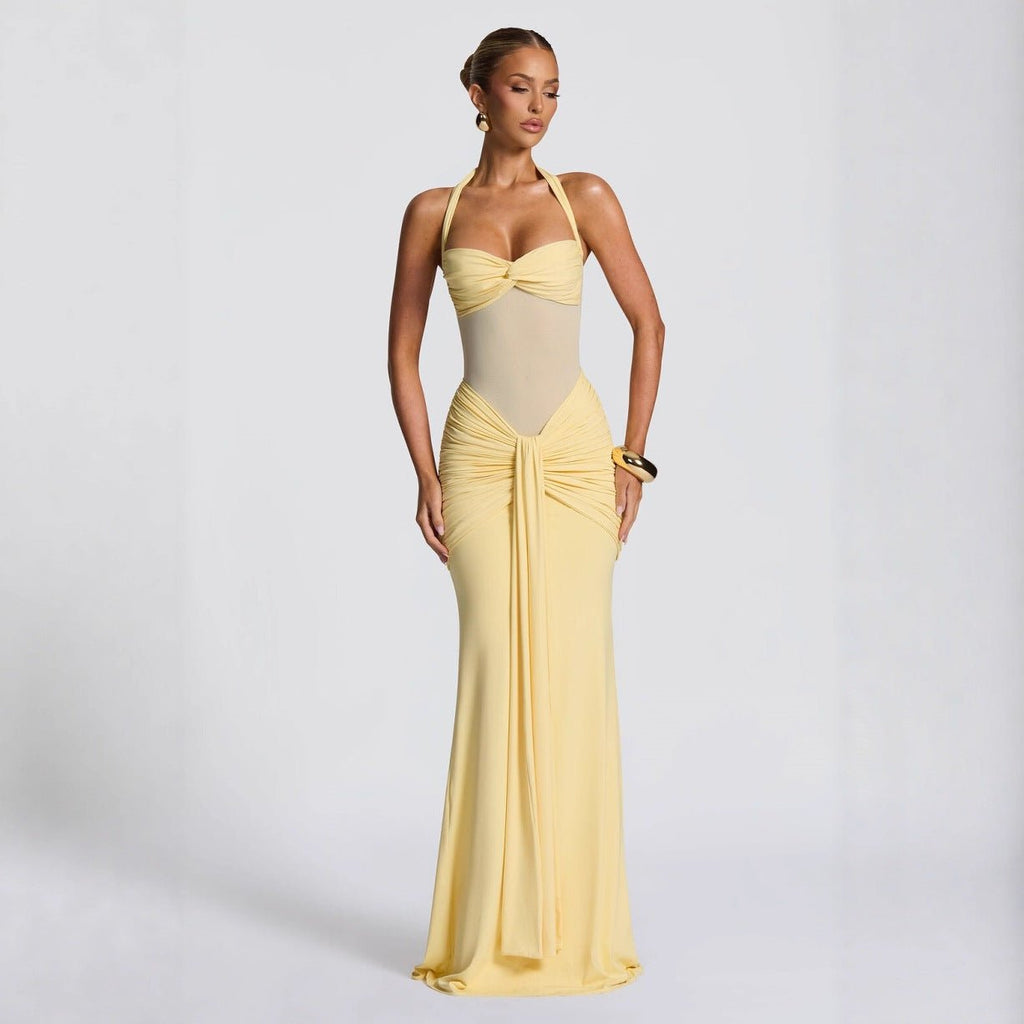 The Velvet Temptress | Women's Sleeveless Square-Neck Fish Tail Maxi Dress