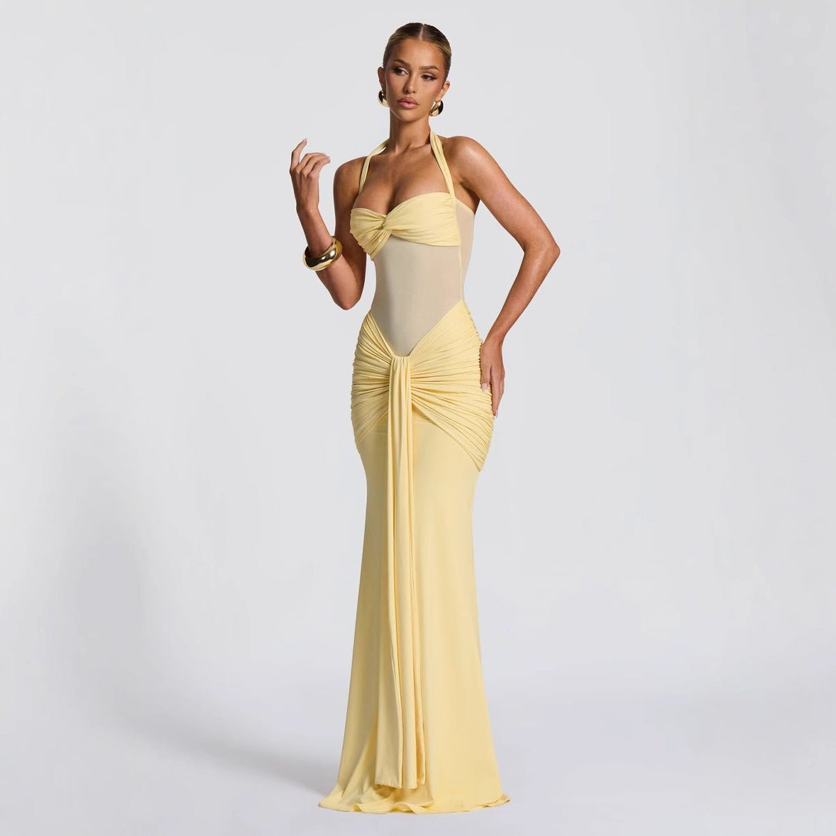 The Velvet Temptress | Women's Sleeveless Square-Neck Fish Tail Maxi Dress