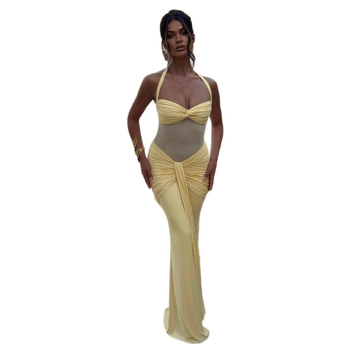The Velvet Temptress | Women's Sleeveless Square-Neck Fish Tail Maxi Dress