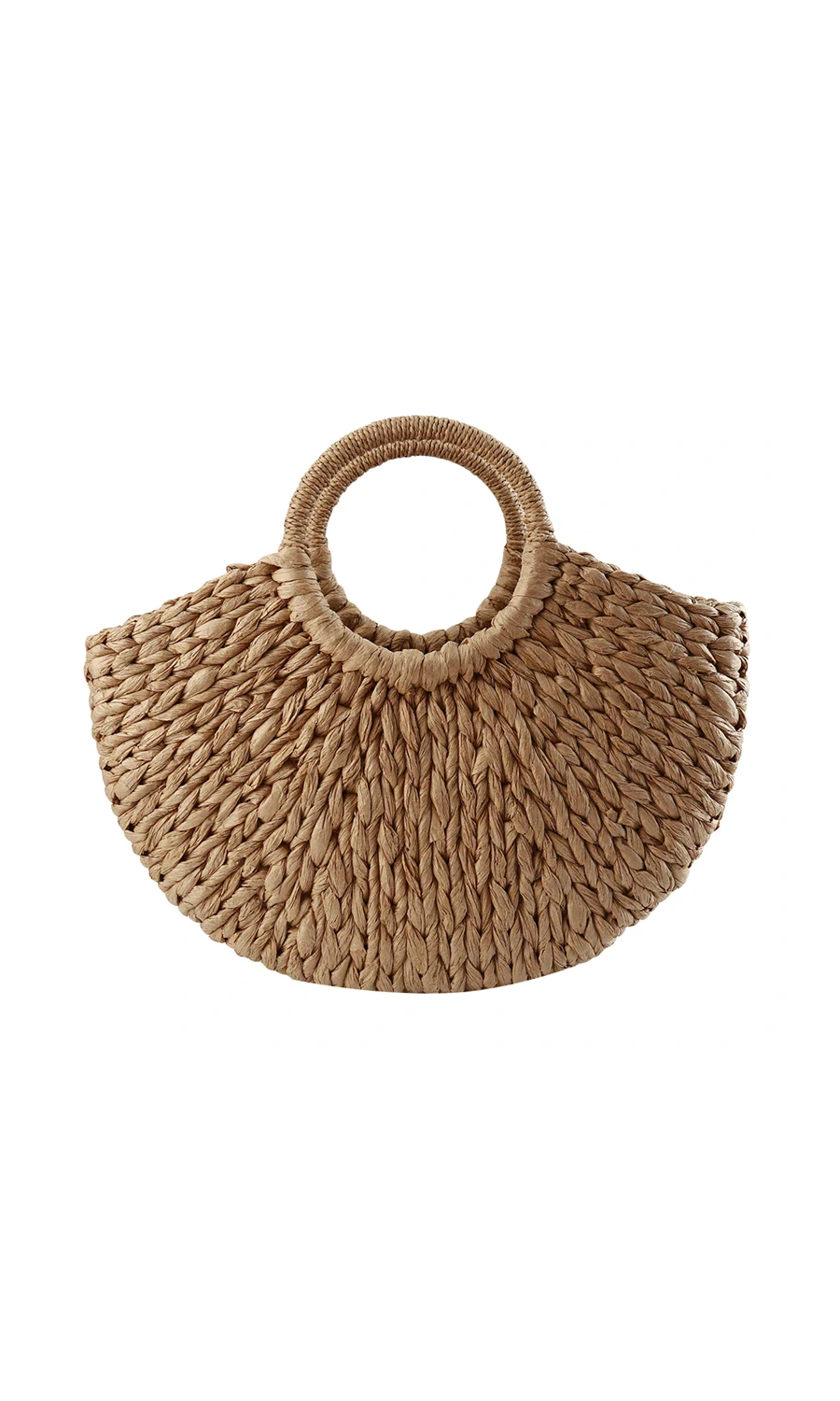 Brown Round Wicker Basket Bag