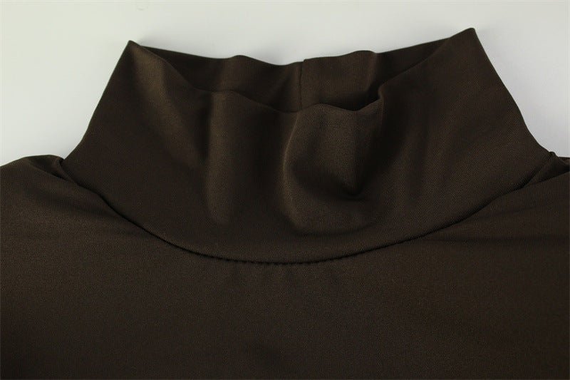Verona Rib | Turtleneck Spliced Tie-Waist Maxi Dress