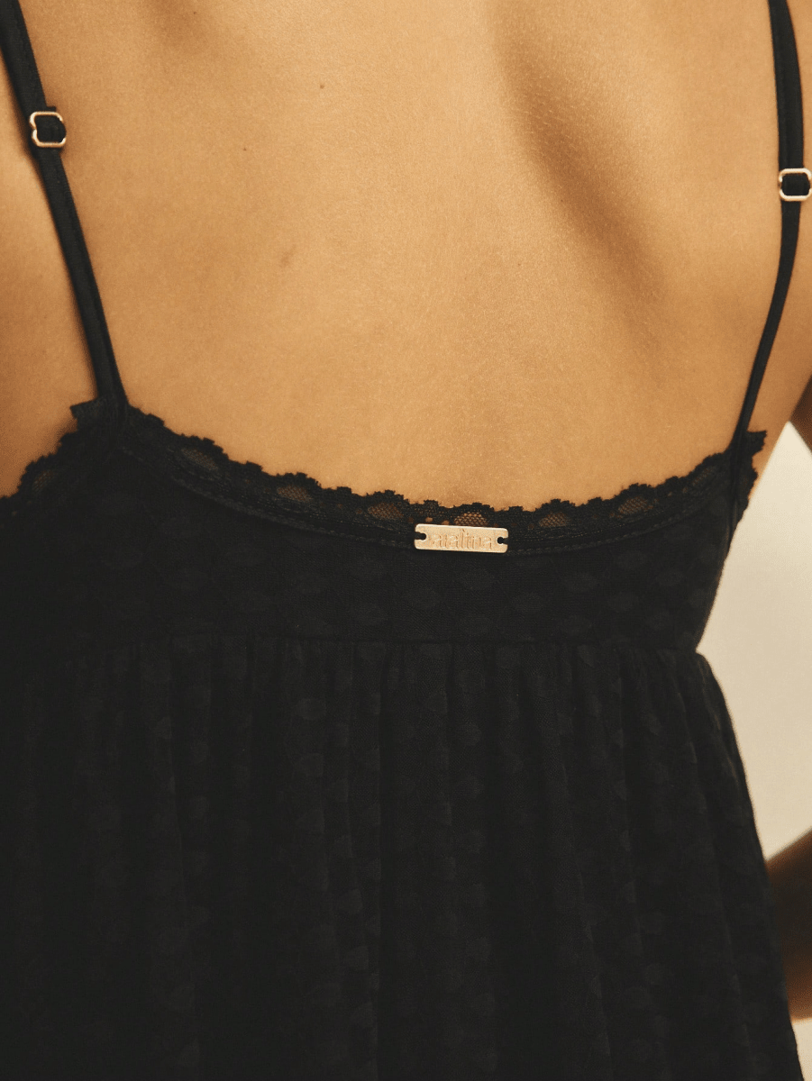 Lace Dress – Lace Mini Dress with Thin Straps and a Ruffled Hem