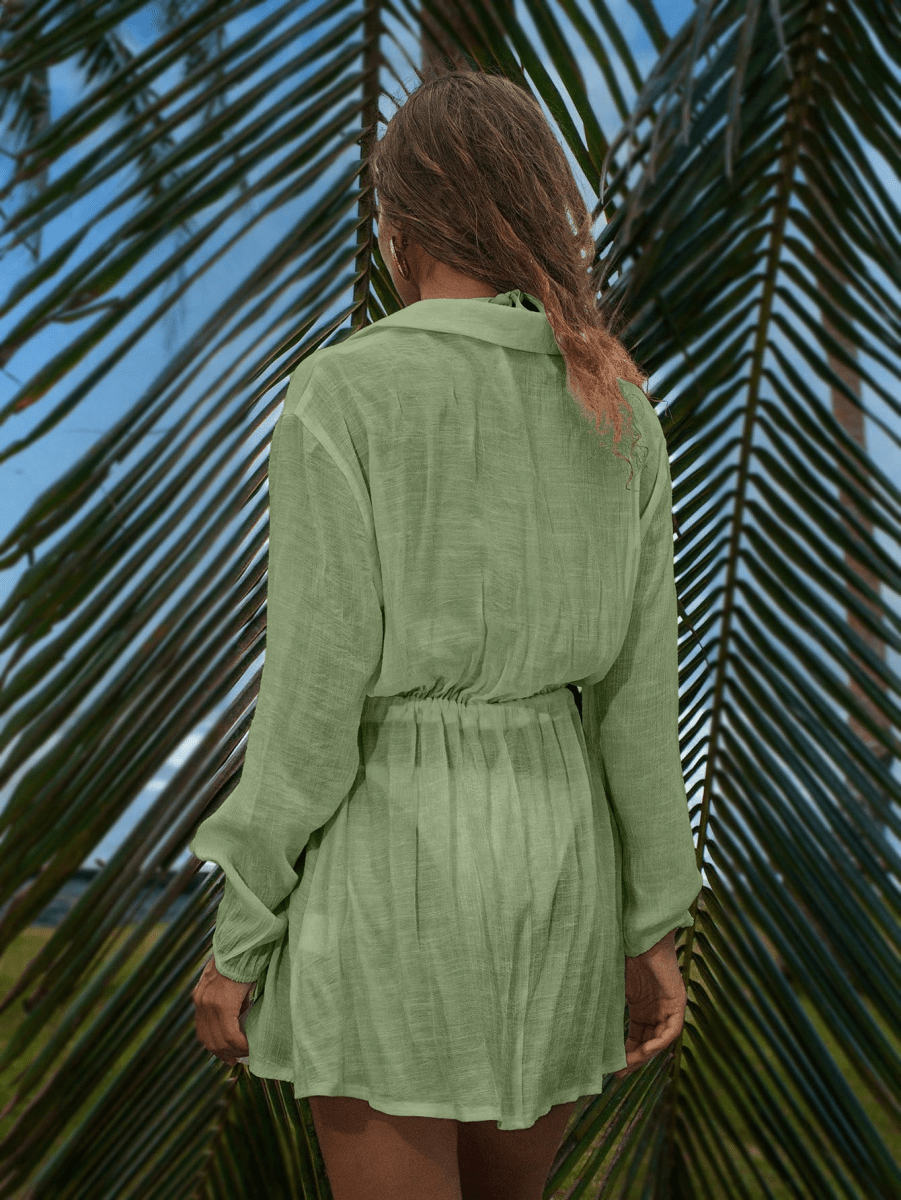 Palmera Dress – Short Shirt Dress with Drawstring Waist
