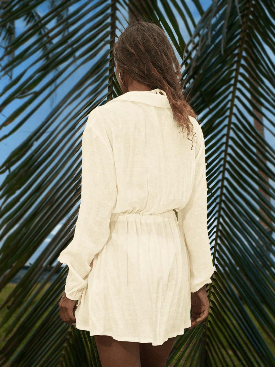Palmera Dress – Short Shirt Dress with Drawstring Waist