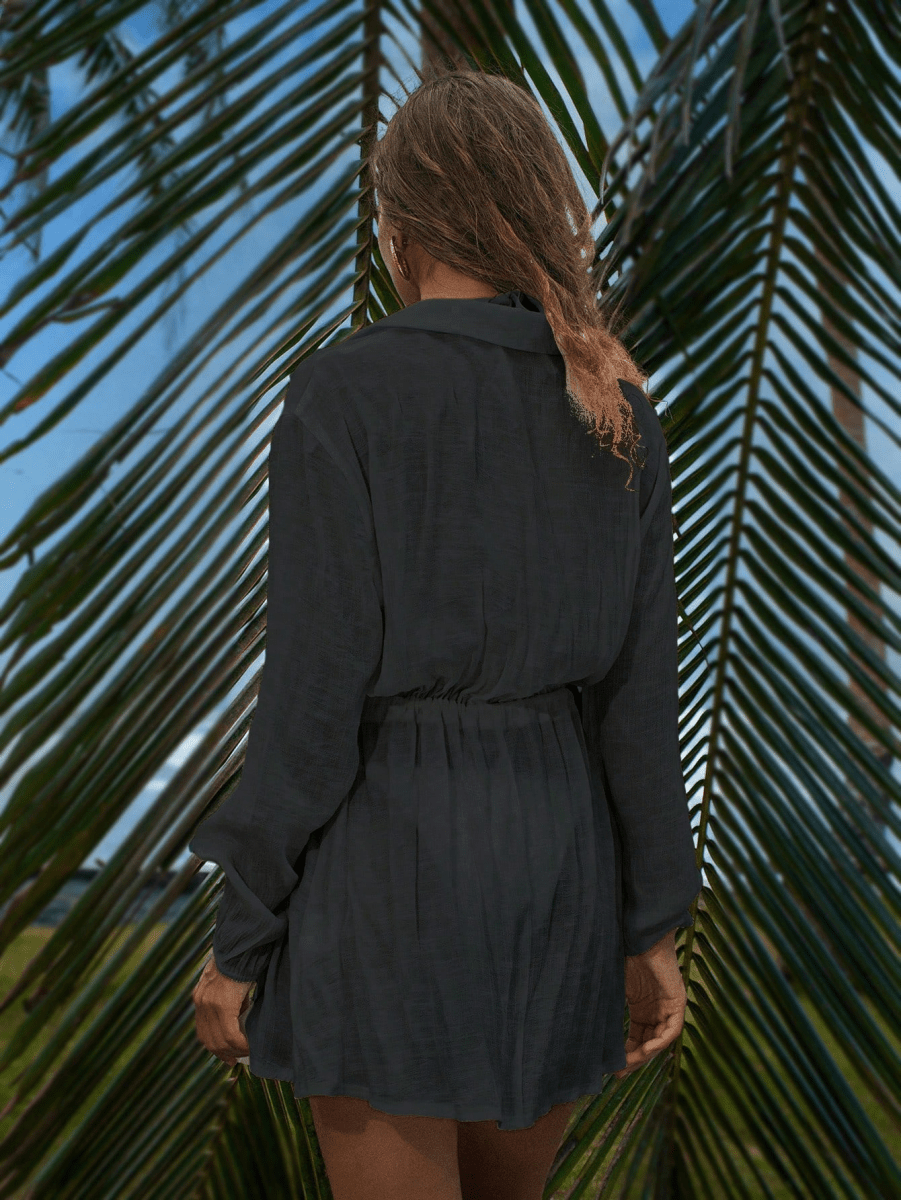 Palmera Dress – Short Shirt Dress with Drawstring Waist