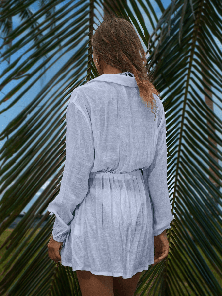 Palmera Dress – Short Shirt Dress with Drawstring Waist