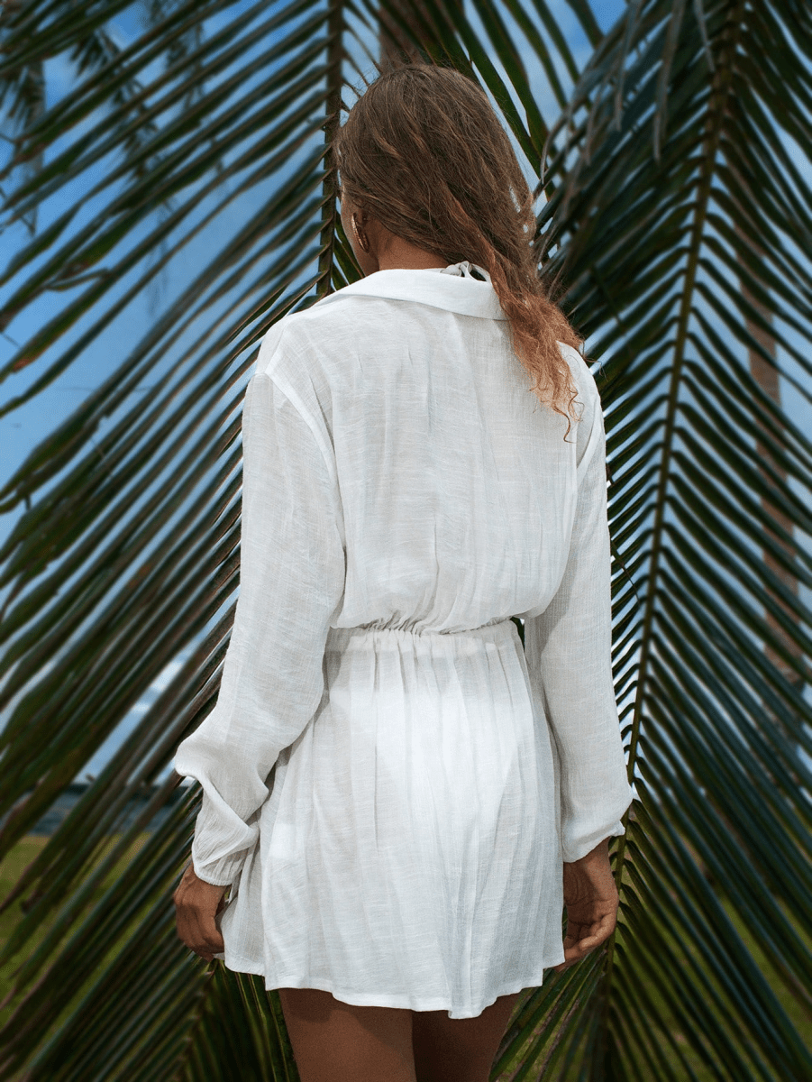 Palmera Dress – Short Shirt Dress with Drawstring Waist
