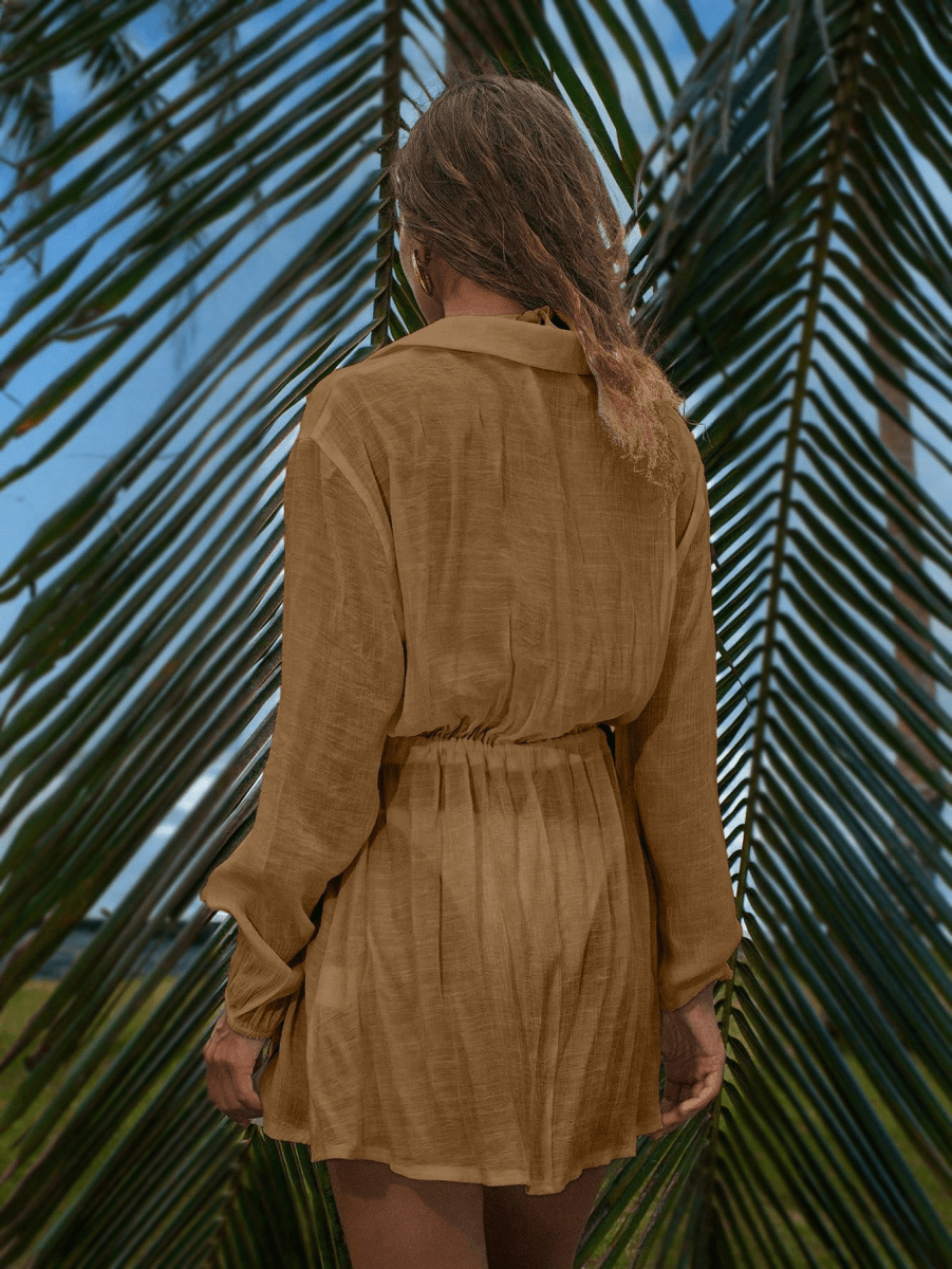 Palmera Dress – Short Shirt Dress with Drawstring Waist
