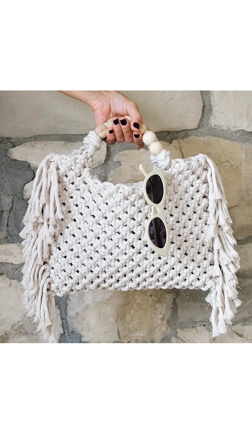 White Crochet Bag with Fringes