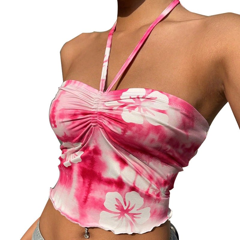 wind neck sling top tie-dye small vest tube top