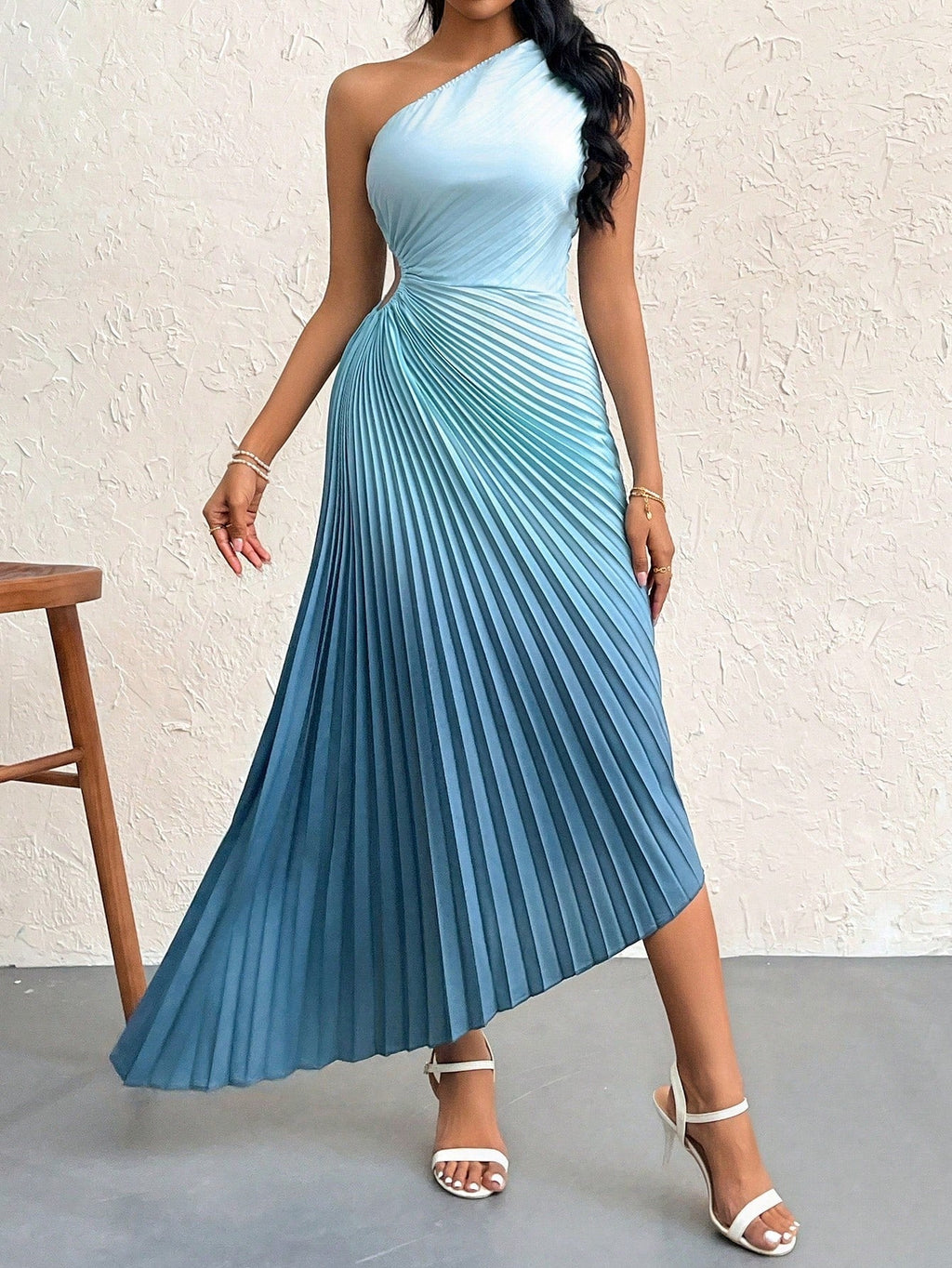 The Tie-Dye Dream | Women's Asymmetrical Tie-Dye Print Ruffle Hem Maxi Dress