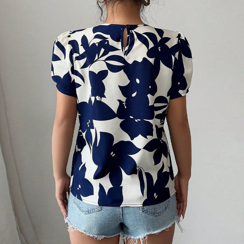women's clothing 2025 summer new holiday style an and n shirts floral pullover shirts short-sleeved tops for women