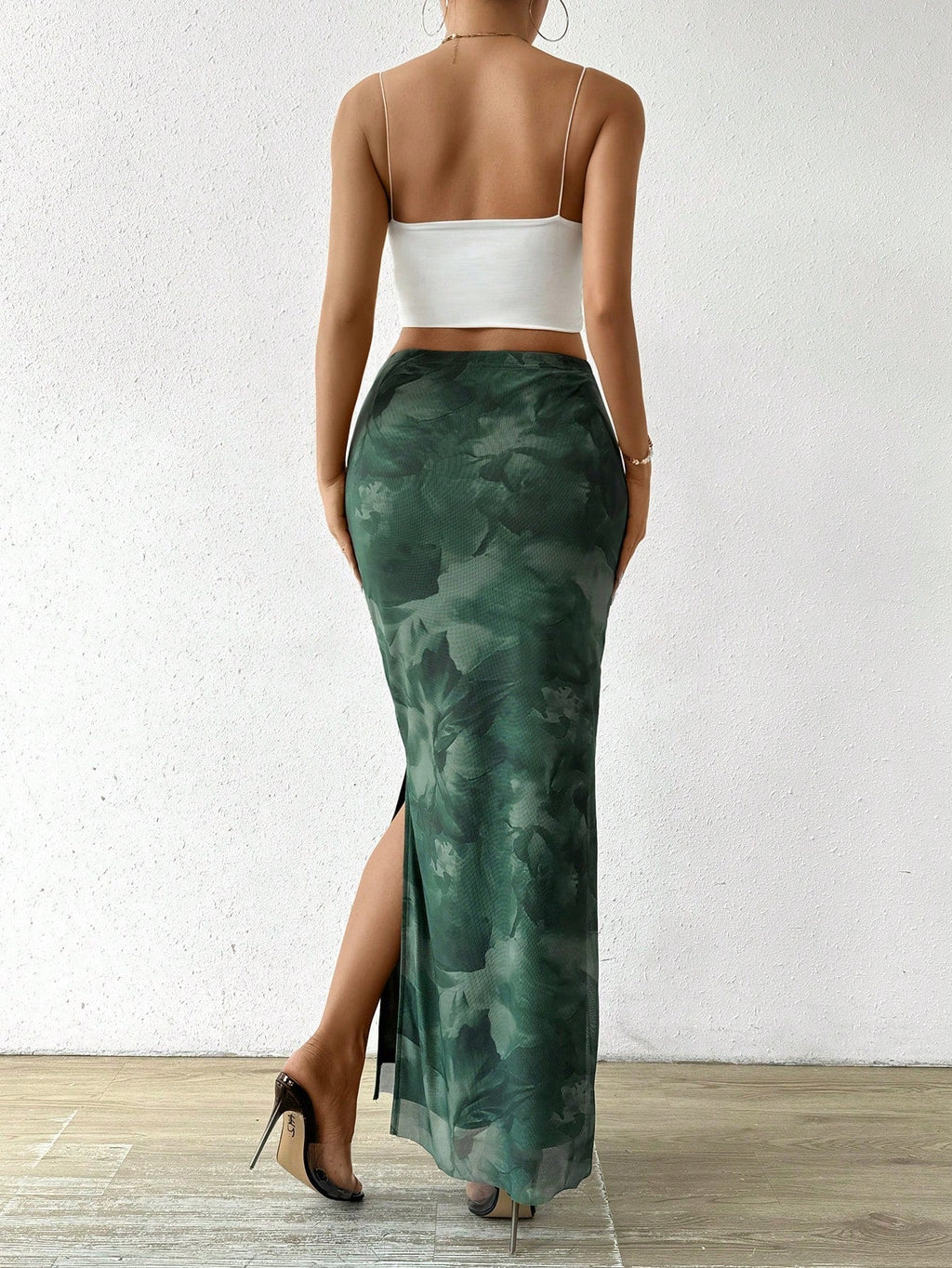 Women's Floral Printed Side Slit Skirt Maxi Women Outfit