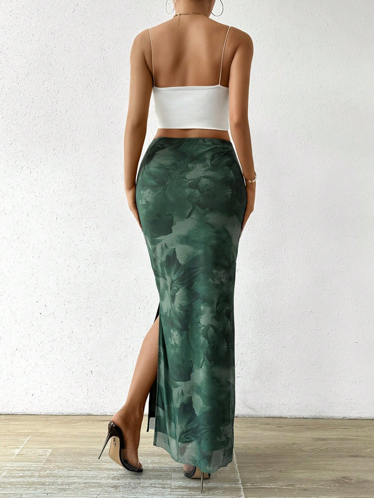Women's Floral Printed Side Slit Skirt Maxi Women Outfit