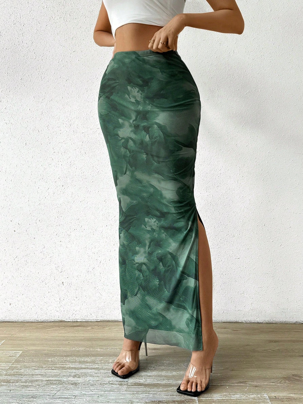 Women's Floral Printed Side Slit Skirt Maxi Women Outfit